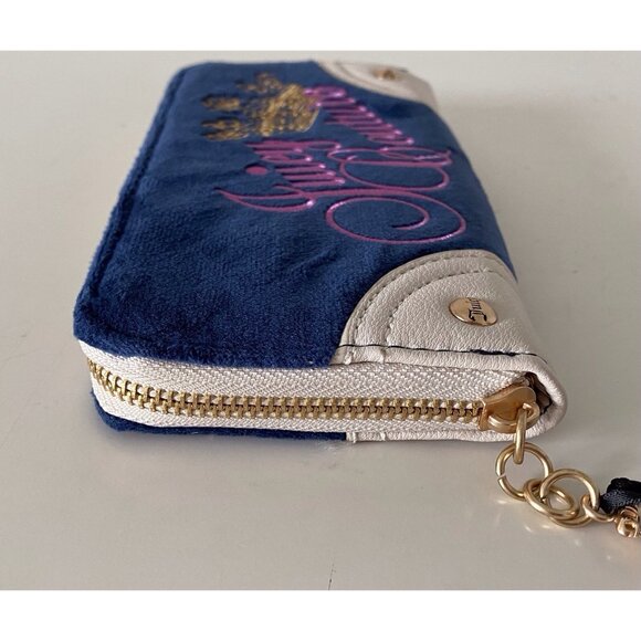 Juicy Couture Key To Juicy Gusset Large Zip Around Wallet Regal Blue Velour NEW - Picture 10 of 15